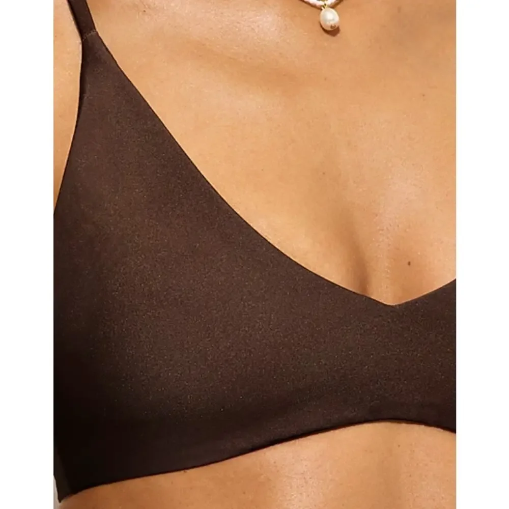 J Crew Lana Bikini Top Classic Sculpt XS NWT Espresso Brown Swim CI681 J.Crew